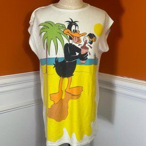Vintage 1985 Westside Looney Tunes Daffy Duck Zero Sleeve Shirt Women's Medium